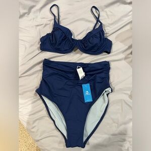 Cupshe Super Bloom Underwire Bikini Top & High Tide Bottoms Set